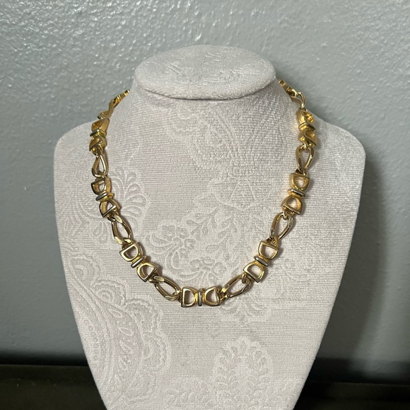 Paolo Gucci Jewelry - Rare vintage Paolo Gucci gold and silver tone horsebit link choker necklace